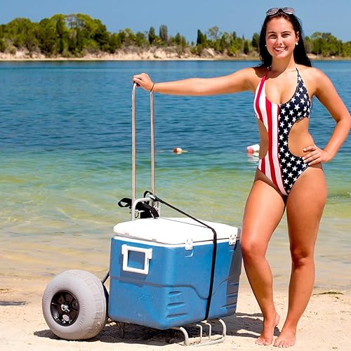 Folding Beach Cart with Large Balloon Tires – Lightweight