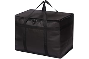 TEAROM Insulated Food Delivery Bag Cooler Bags Insulated for Travel Pizza Delivery Bags for Cold and Hot Food Insulated Bags for Camping Black 1-Pack (12.5 * 8.5 * 10inch)