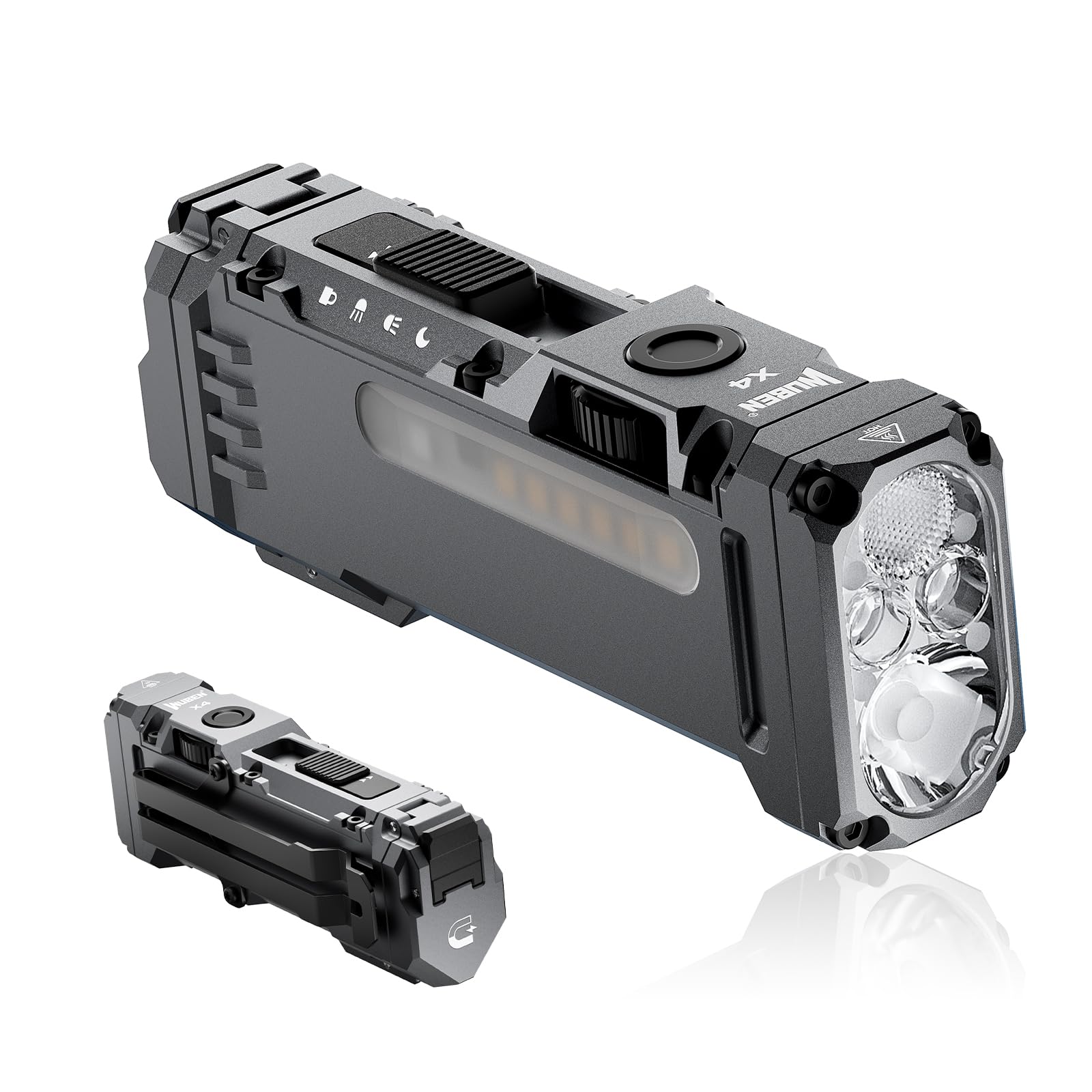 Photo 1 of WUBEN X4 EDC Flat Flashlight with RGB Light, 1500 Lumens Mini Flashlight with Tactical Switch and Magnetic, IP68 Portable Pocket Clip USB C Flash Light for Camping, Checking, Emergencies