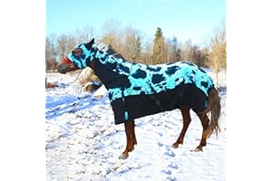 Horse Polar Fleece Cooler Exercise Blanket with Neck Cover & Head Cover Combo (3-Piece Set) | Wicks Moisture，Keeps Dry | Idea
