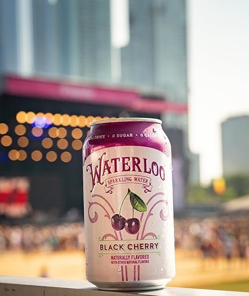 WATERLOO SPARKLING WATER, BLACK CHERRY NATURALLY FLAVORED, 12 FL OZ CANS, PACK OF 12 | ZERO CALORIES | ZERO SUGAR OR ARTIFICIAL SWEETENERS | ZERO SODIUM