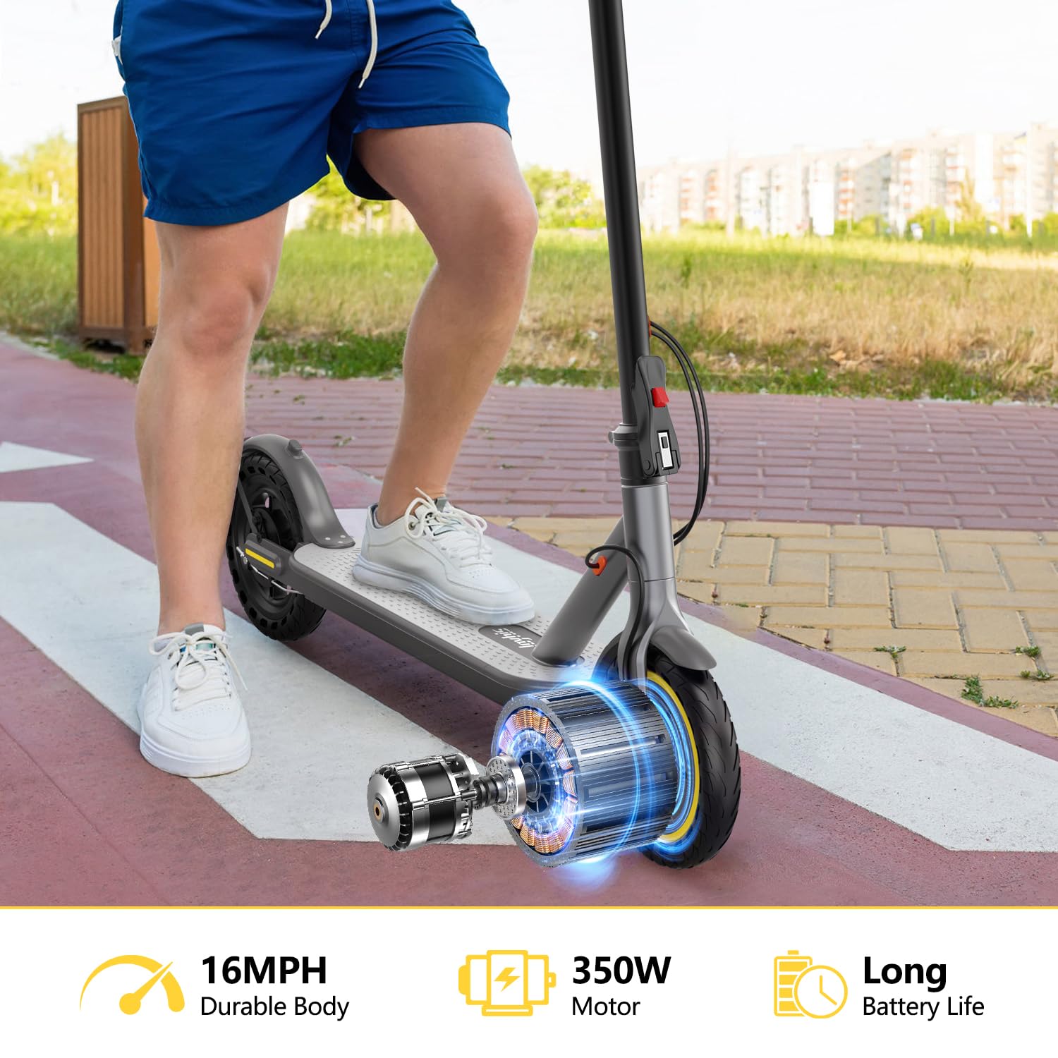 Electric Scooter Adults, Powerful 350W E-Scooter, Max 19 Mph & 15-19 Miles Range Scooters, Folding Scooters with 8.5