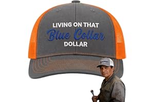 Blue Collar Dollar Trucker Hat, Living On that Blue Collar Dollar Cap, Fun Premium Adjustable Baseball Hat for Men & Women