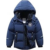 BYLESIN Kids Boy's Winter Coat Fleece Lined Waterproof Jacket Puffy Cotton Coat Thick Hooded Down Outdoor Coats