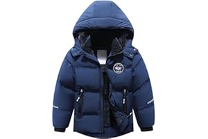 BYLESIN Kids Boy's Winter Coat Fleece Lined Waterproof Jacket Puffy Cotton Coat Thick Hooded Down Outdoor Coats