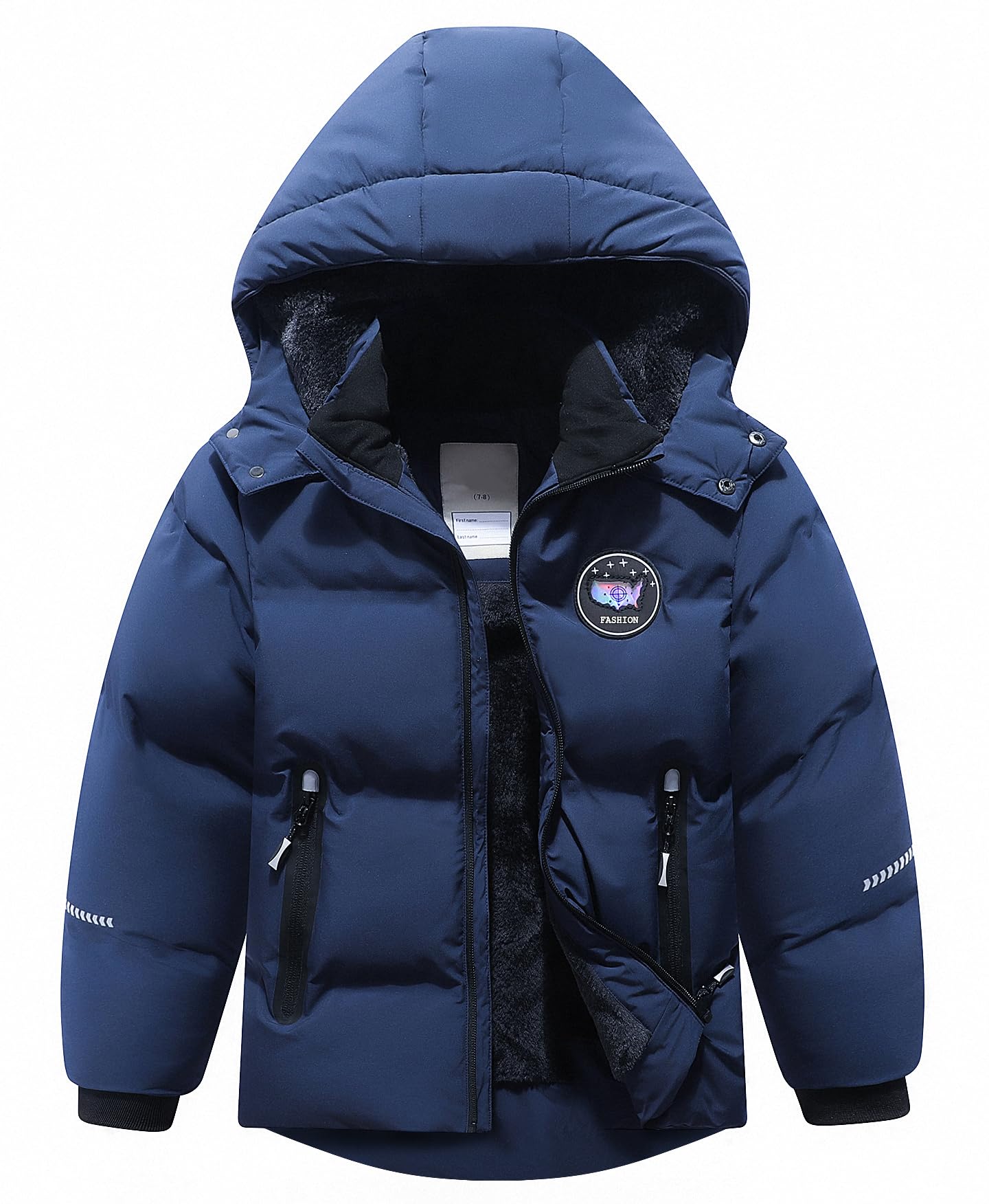 BYLESIN Kids Boy's Winter Coat Fleece Lined Waterproof Jacket Puffy Cotton Coat Thick Hooded Down Outdoor Coats Image
