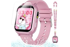 SEDZOFAN Waterproof Smart Watch for Kids Gift for Girls Age 5-12 with 32 Games, Dual Camera, Habit Tracking, Music Player, Video, Alarm Clock, HD Touchscreen Kids Smart Watch Birthday Toys for 3-12 Year Old