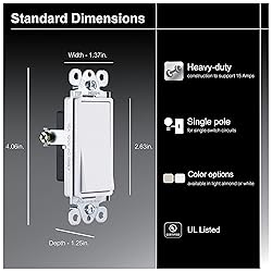 GE Paddle Rocker Switch - Single Pole