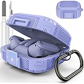 [Upgrade Secure Lock] for Beats Powerbeats Pro 2 Case Cover, LDSXAY Carbon Fiber Shockproof Protective Cover for Powerbeats Pro 2 2025 with Cleaner Kit & Carabiner (Purple)