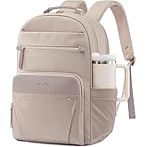 LOVEVOOK Laptop Backpack for Women, 15.6" Work Backpack Purse, Travel Personal Item Bag, Carry On Business Computer Bag, Casual Daypack for Office, School, or Gift, Soft Milk