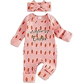citgeett My First Easter Baby Girl Outfit Carrot Onesie Easter Romper Jumpsuit Infant Newborn Girl Outfits Clothes