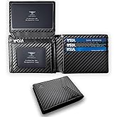 TOPFORGES Wallet for Men:Slim Bifold Mens Wallet,RFID Blocking,Minimalist Mans Wallets,2 ID Windows,12 Card Holders 2 Cash Pockets,Fit Front Pocket,Mens Gift with Box (Black Carbon Fiber)