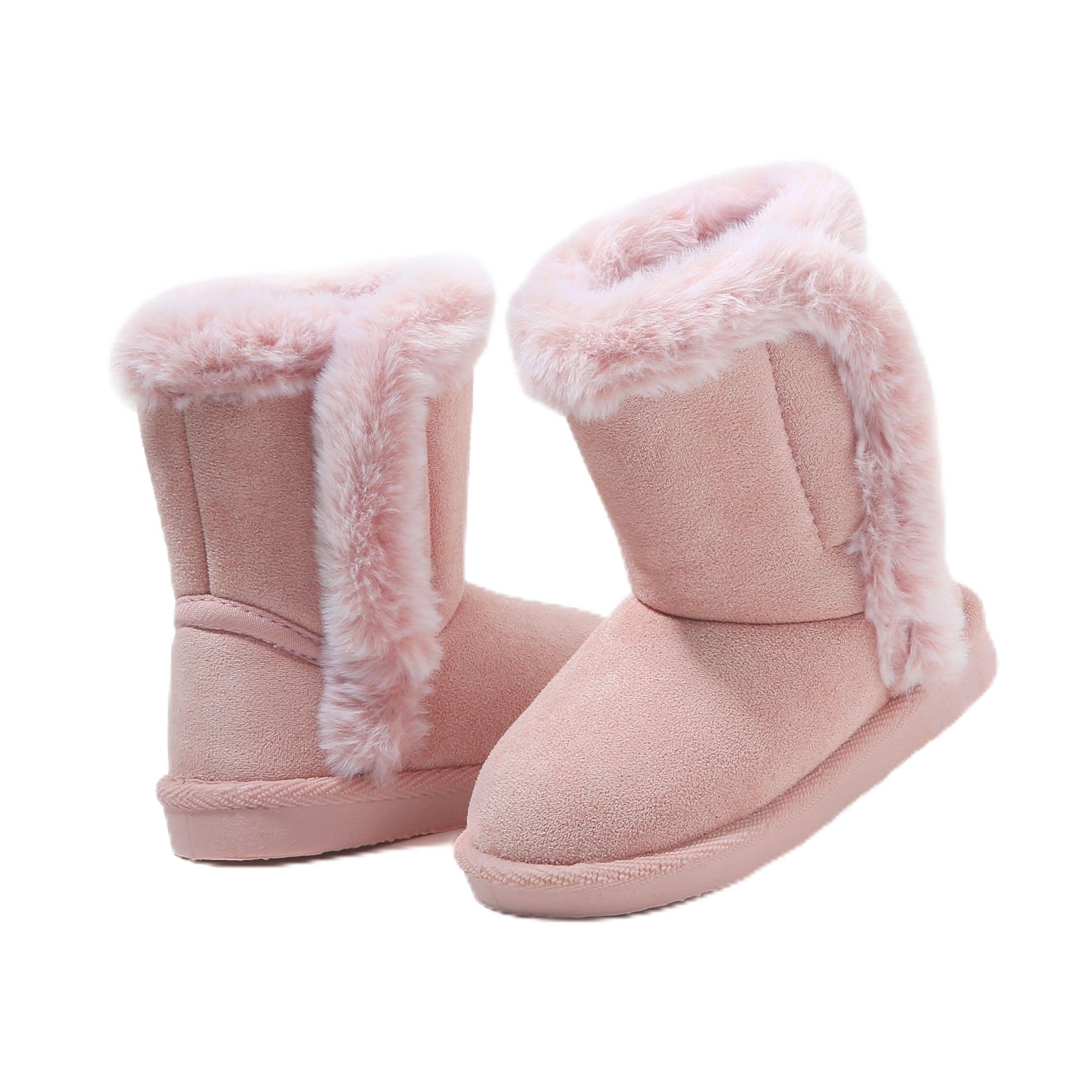 Photo 1 of *MINOR DAMAGE - USED*
LONSOEN Girls Boys Winter Warm Boots Suede Lightweight Faux Fur Lined Mid Calf Snow Boots for Toddler/Little Kid Size 10 Toddler, Pink, KDB036 28
