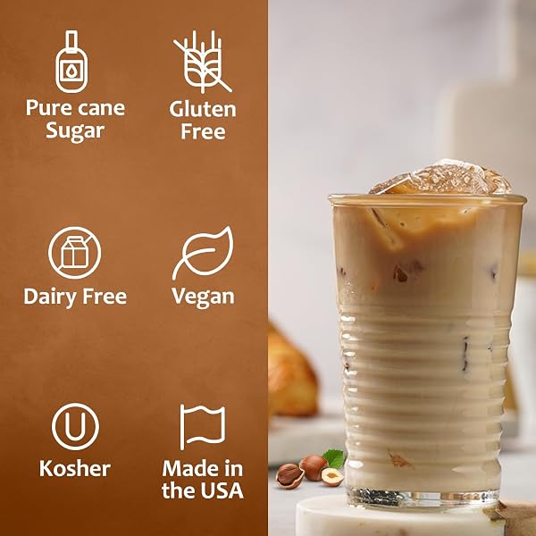 SYRUVIA COFFEE SYRUP, HAZELNUT FLAVORED SYRUP FOR DRINKS, LATTES, AND DESSERTS – 25.4 FL OZ – WITH PUMP