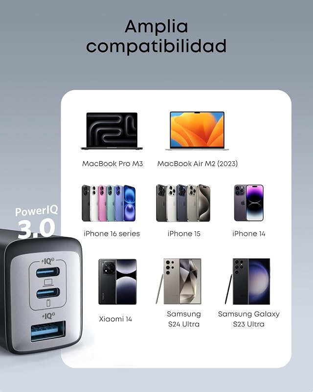Carregador usb c anker charger 735 (nano ii 65w), carregador de parede rápido pps compacto de 3 portas para macbook pro/air, ipad pro, galaxy s20/s10, dell xps 13, note 20/10+, iphone 13/pro, pixel , etc.