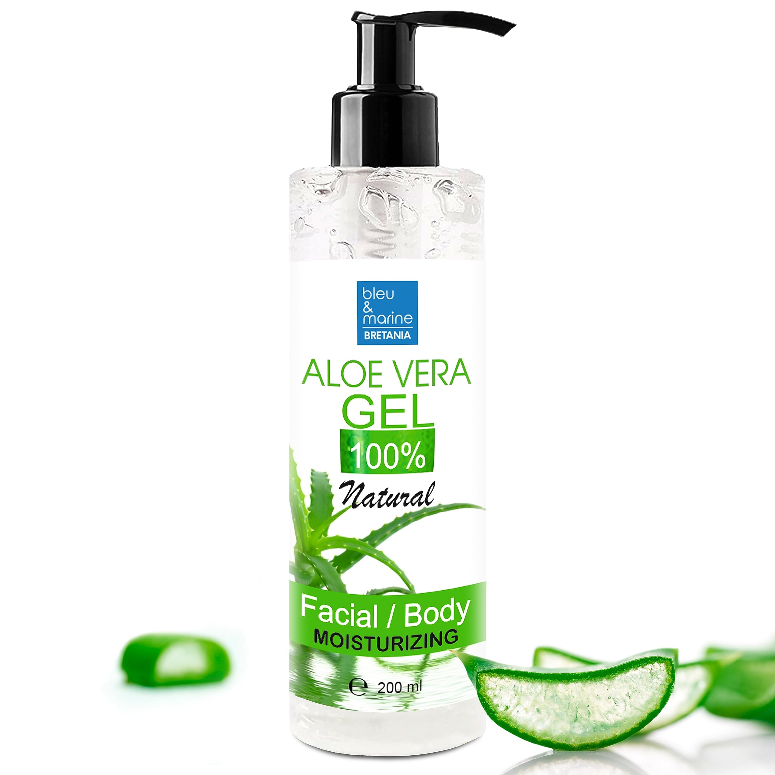 100% Natural Aloe Vera Gel from Canary Islands - Moisturizing & Soothing for Skin, Hair Mask, Post-Shave & Post-Epilation - Reduces Dark Spots - Pump Dispenser 200 ml 7.03 fl oz