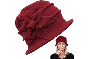 Jeorywoet Winter Hats for Women, Flower Embroidered Beret Hats for Women Average Size Cloche Hats for Women Double-Layer Pola
