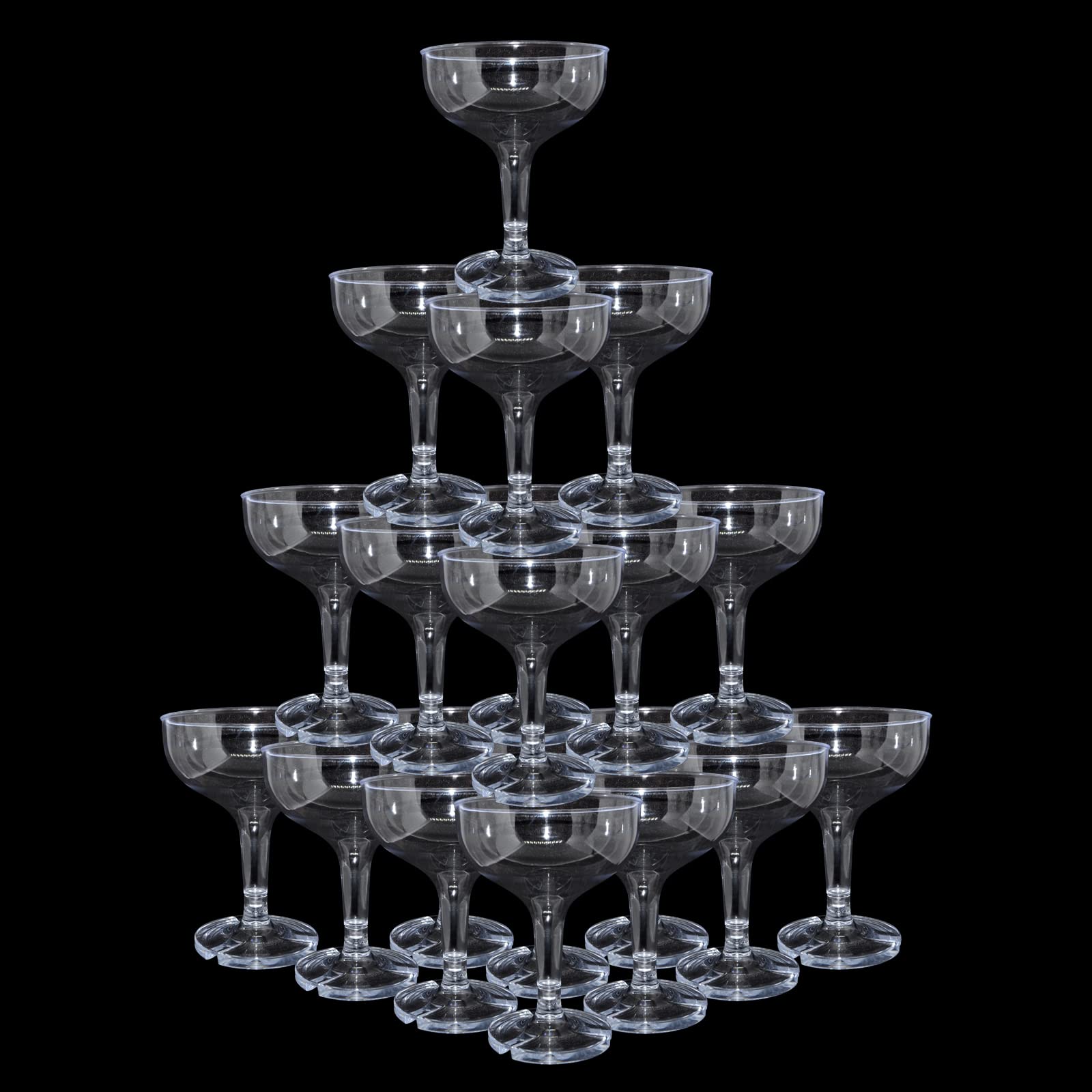 Photo 1 of KYAPCK 50 Pcs Plastic Champagne Coupe Glasses for Parties, 5 oz Disposable Champagne Glasses Unbreakable Acrylic Martini Glasses (Clear)