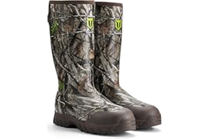 TIDEWE Men's Hunting Boots, Odor-Control Lining, 600g Warmth, Waterproof Insulated Rubber Boots with 5mm Neoprene, Lightweight EVA Outsole, Adjustable Calf Gusset, Slip-Resistant Grip