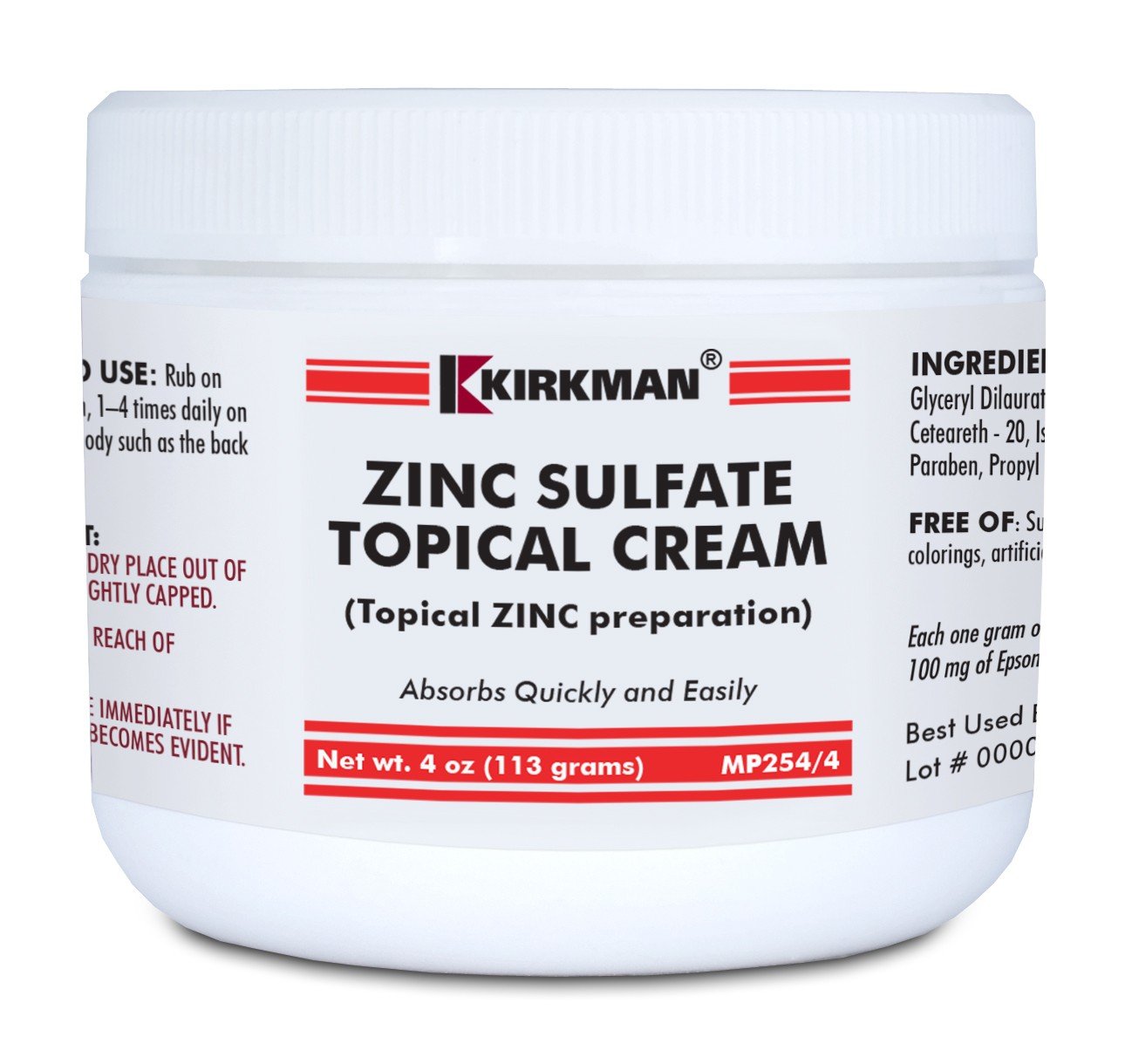 Zinc Sulfate Topical Cream - Kirkman