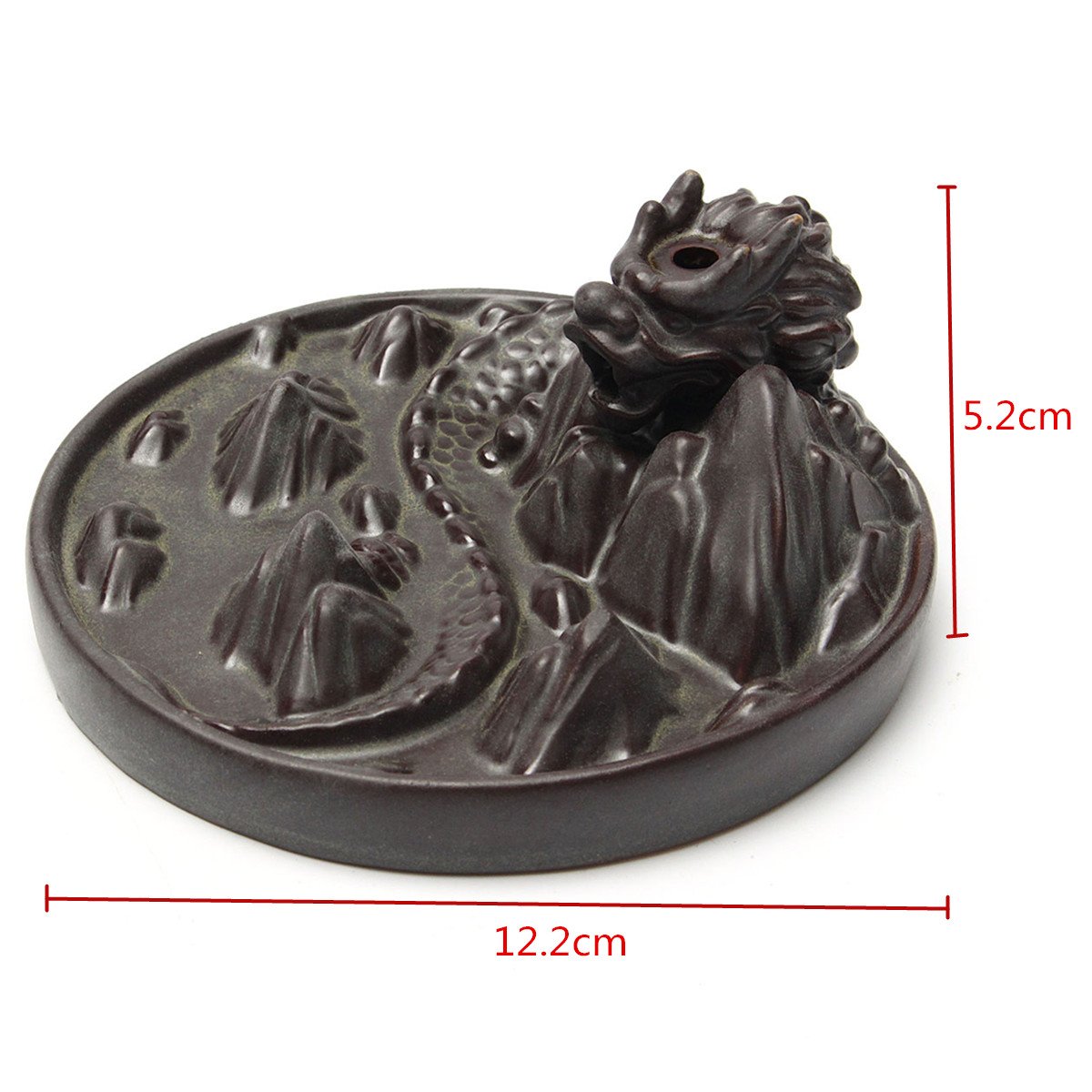 Jeteven Dragon Backflow Incense Burner with Cones Ceramic Dragon Incense Holder \'\'Dragon Mountain\'\' 12.2 x 5.2cm