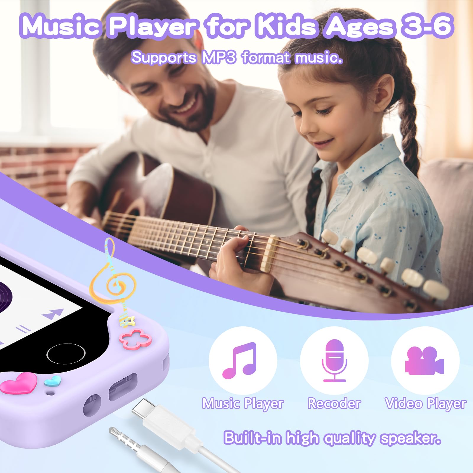 ASIUR Kids Smart Phone for Girls Toddler Birthday Gift for Boys 3 4 5 6 7 8 9 10 Year Old, Childrens Pretend Play Cellphone with Educational Games, MP3 Music Player, Learning Toys(Purple)