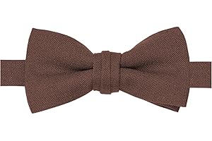 BELLUNO Solid Bow Tie Pre-Tied for Men and Boys, Cotton and Linen Blended Bowties
