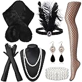 EIELO 1920s Great Gatsby Accessories Set for Women Headpiece Headband Flapper Roaring 20s Costume Accessories