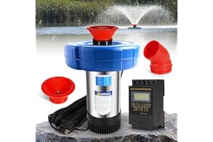 Ytrica Pond Fountain Aerator, 1HP 110V 750W Floating Water Pump Fit for Large Small Outdoor Ponds Lakes w/ 100 FT Power Cord Timer 15000 GPH - Replace 30 ft Diameter Aerating Outdoor Ponds