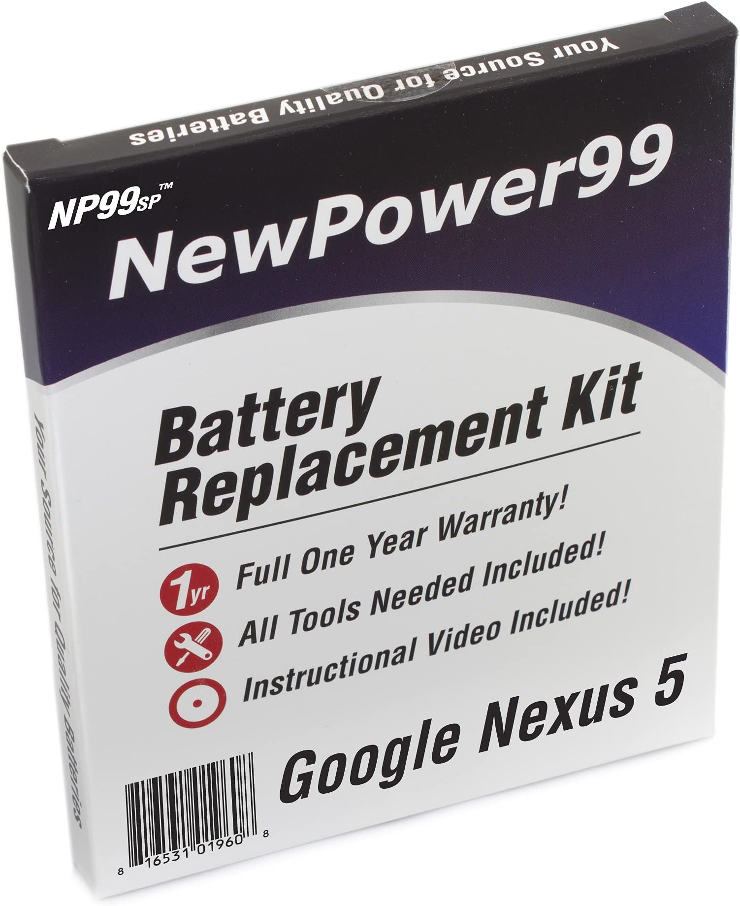 NewPower99 Battery Replacement Kit for Google Nexus 5 with Tools, Video Instructions, Long Life Battery