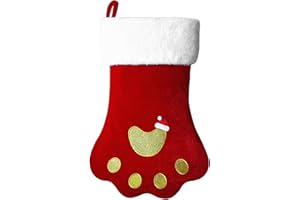 Dbfengbilian 20 Inches Christmas Stockings with Customizable Letters with Super Soft Plush Cuff Embroidered Letter (Pet Paw)