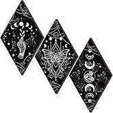Ferraycle 3 Pcs Rustic Boho Wall Decor Moon Phases Butterfly Wall Art Stars Moon Decor Minimalist Room Decoration Wooden Gothic Witchy Pediments Hanging Sign for Home(9.5 x 16.1 Inch,Black, White)