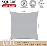 RICHIE Sun Shade Sail Square 3.6m Waterproof 98% UV Block Patio Awning Light view 2