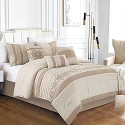 Chezmoi Collection Ariel 7-Piece Taupe Geometric