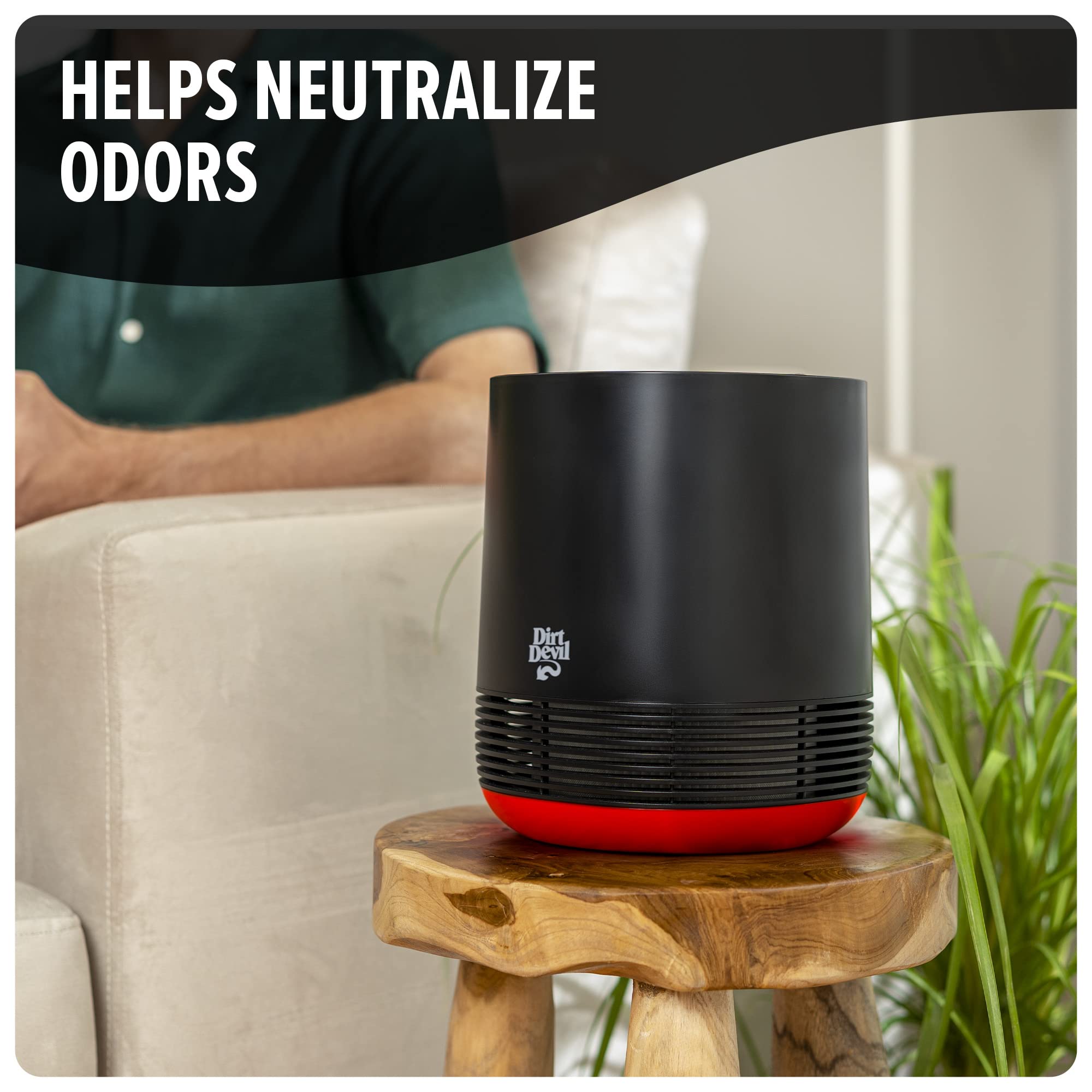 Dirt Devil Air Purifier, Powerful HEPA Filter with 360 Degree Air Intake, Neutralize Odor, Captures 99.97% of Particles, Dust, Pollen, Pet Dander and Smoke, Air Purifiers for Home