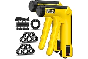 ENAUD Hand Grip Strength Trainer Kit - Hand Gripper Strengthener 6 Pack with 2 Adjustable Resistance with 2 Finger Stretchers Finger Exerciser Forearm Workout Ring Exercise Equipment Yellow and Black