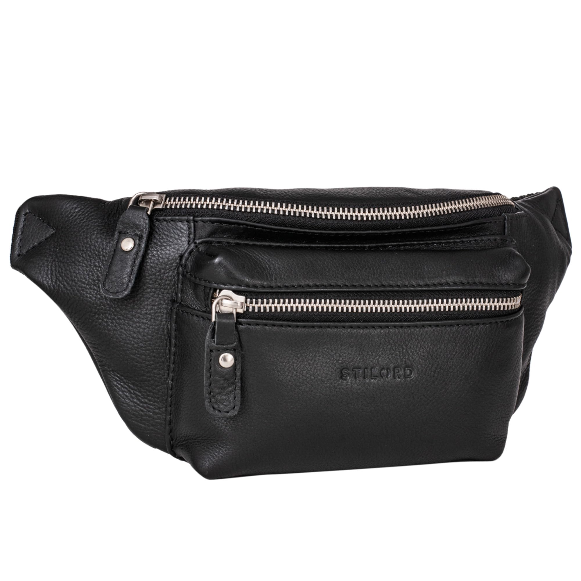 STILORD "Portland" Vintage Bum Bag Leather Vintage Pouch Bag or Cross-Over for Festival Belt Waist Bag Genuine Leather Colour:Black