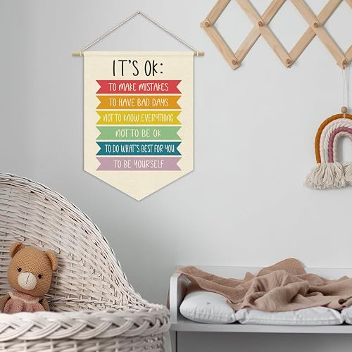 "Long Live Girlhood" Canvas Wall Hanging – Beige Banner With Twine & Wood Stick For Nursery, Bedroom, Front Door Decor
