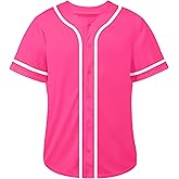 Repawu Men's Blank Baseball Jersey, Hip Hop Button Down Baseball Shirt, Custom Short Sleeve Sports Uniform