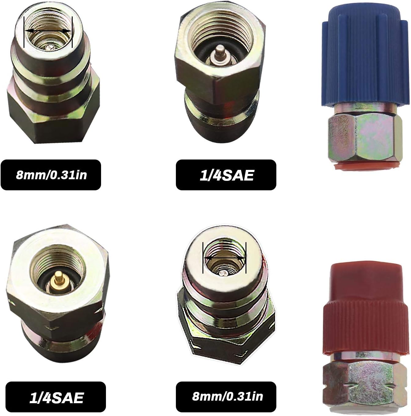 The Lord of the Tools R-12 to R-134a High Low Side Retrofit Conversion Adapter 1/4 SEA Valves Caps Fitting Kit With Valve Core Removal Tool For Car A/C Refrigerant Accessories - Image 5