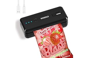 WOSERLD Mini Bag Sealer 2 in 1 Heat Sealer and Cutter Rechargeable Chip Bag Sealer machine sealer portable sealer with lithium 1300mAh battery kitchen food packaging bag resealer (Black)