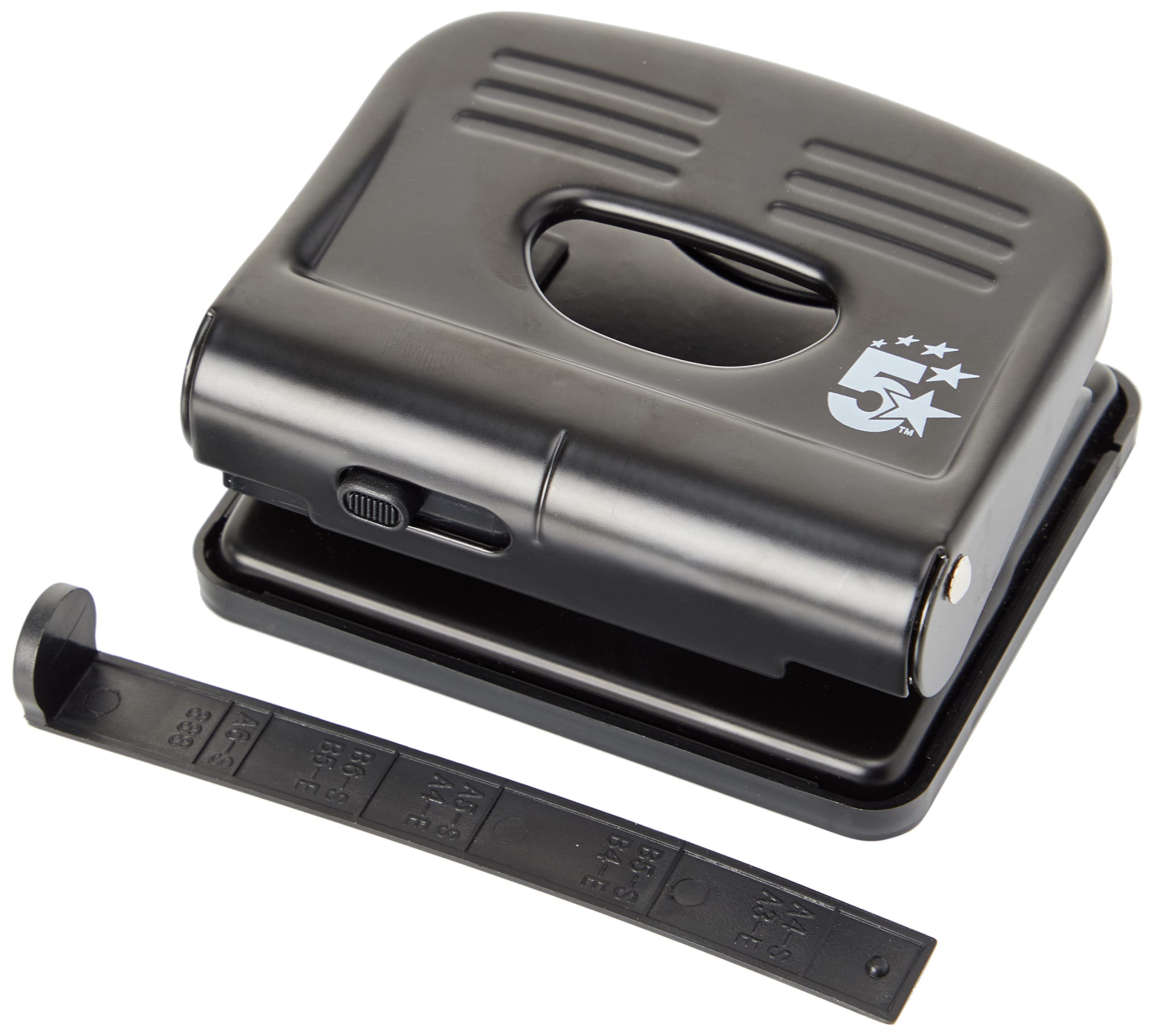 5 Star Punch 2-Hole Plastic Base Metal Handle Capacity 18x 80gsm Black