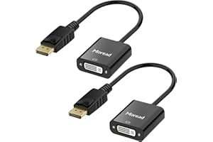 Moread DisplayPort (DP) to DVI Adapter, 2 Pack, Gold-Plated Display Port to DVI-D Adapter (Male to Female) Compatible with Computer, Desktop, Laptop, PC, Monitor, Projector, HDTV - Black