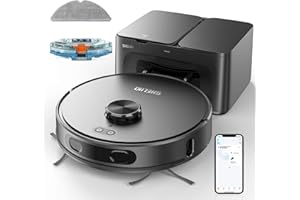 SHELIKI Robot Vacuum and Mop, 3-in-1 Robotic Vacuum Cleaner with 70-Day Self-Emptying Base, 360° LiDAR Navigation, Smart Mapping & Auto-Return, 6000Pa Strong Suction for Pet Hair, Carpets & Hard Floors