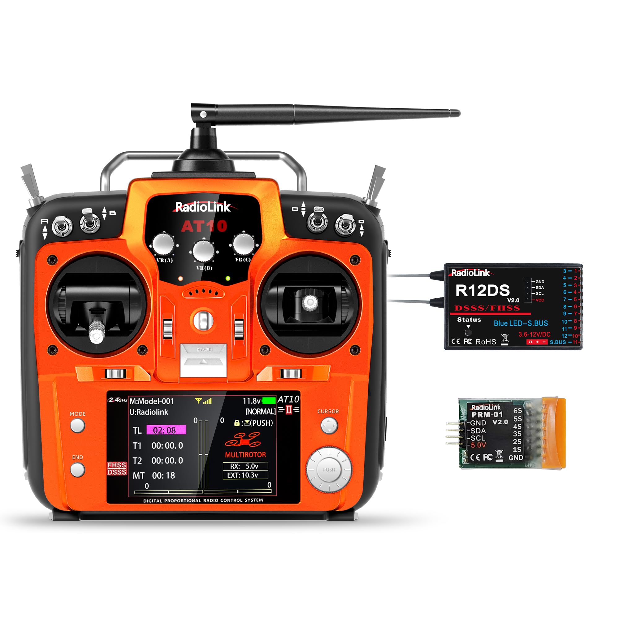 Photo 1 of *Missing Parts*Radiolink AT10II 12 Channels RC Transmitter and Receiver R12DS 2.4GHz Radio Remote, Voltage Telemetry for RC Airplane, FPV Racing Drone, Quad, Helicopter, Car and Boat (Mode 2 Left-Hand Throttle)