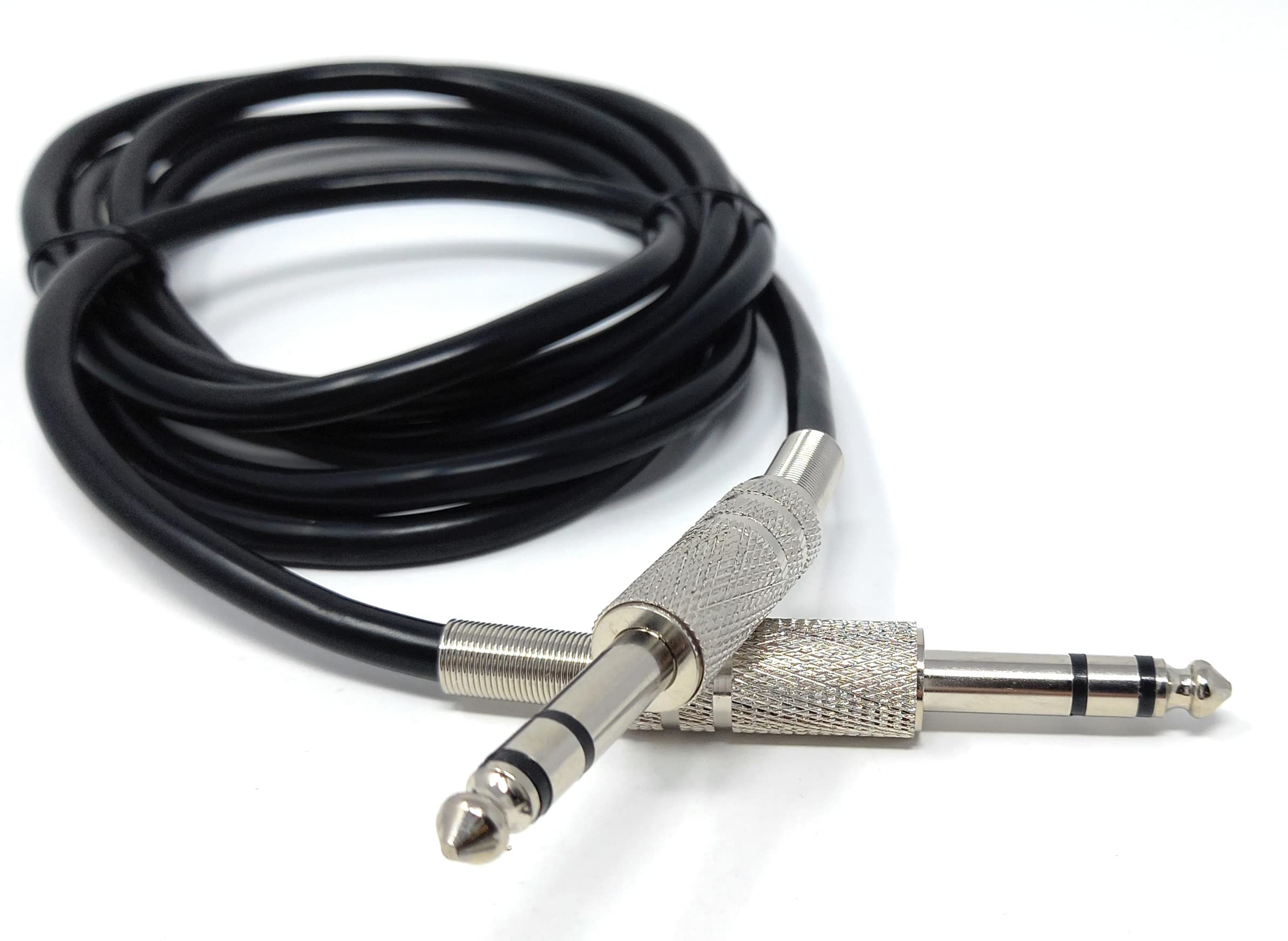 DRUT 2m 6.35mm Male to 6.35mm Male Stereo Audio Cable, 1/4" TRS Connectors For Professional Music Instruments & Home Audio 6.5ft Black Nickel Connectors