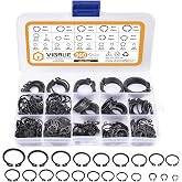 VIGRUE 500Pcs Snap Rings Assortment Circlip Snap Retaining Clip Rings Set | M4-M28 Alloy Steel External Circlip Snap Retaining Clip Rings Set, 21 Different Sizes