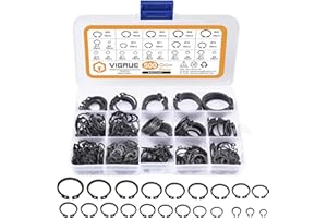 VIGRUE 500Pcs Snap Ring Shop Assortment Alloy Steel External Circlip Snap Retaining Clip Rings Set, M4-M28, 21 Different Sizes