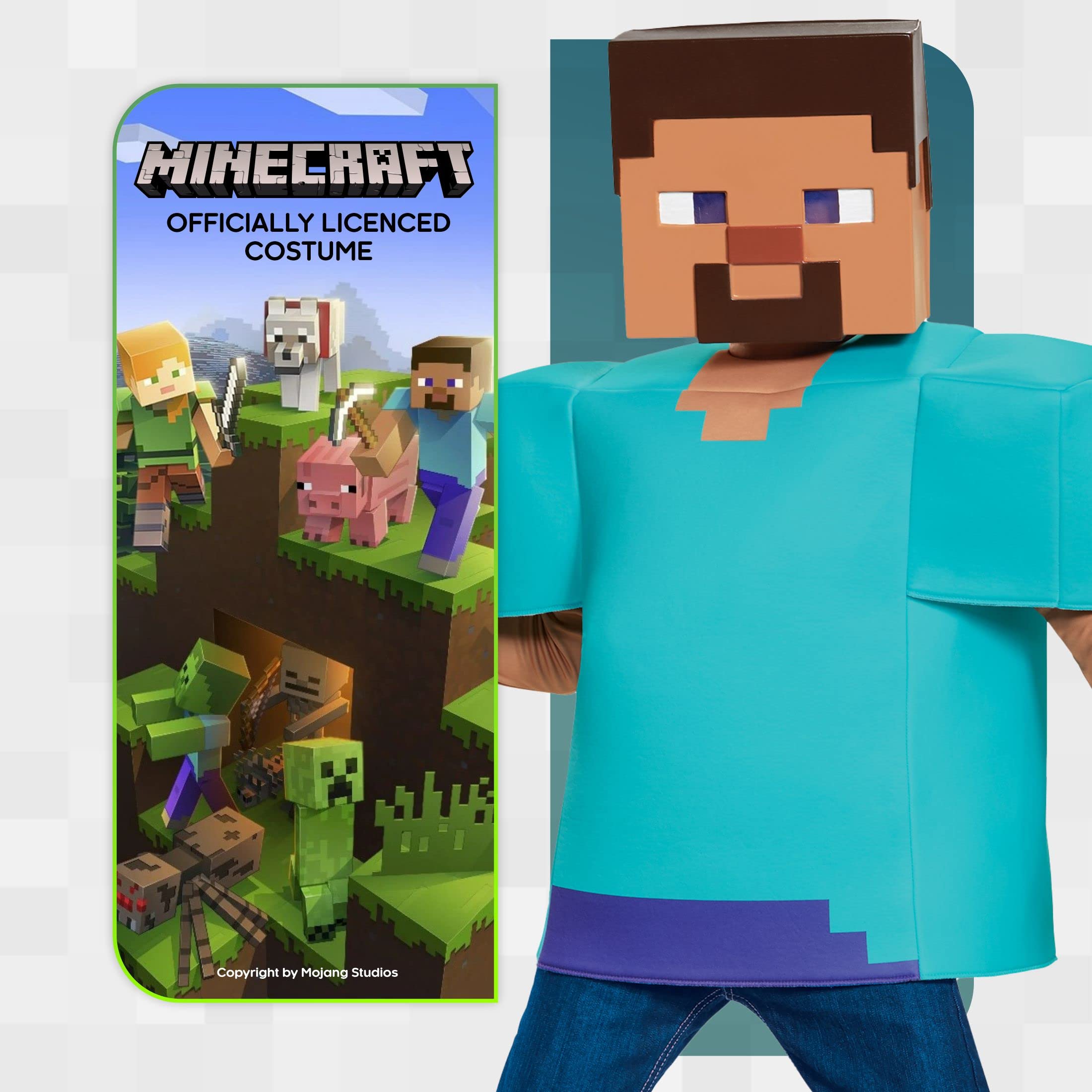 Steve Classic Minecraft Costume, Multicolor, Small (4-6)