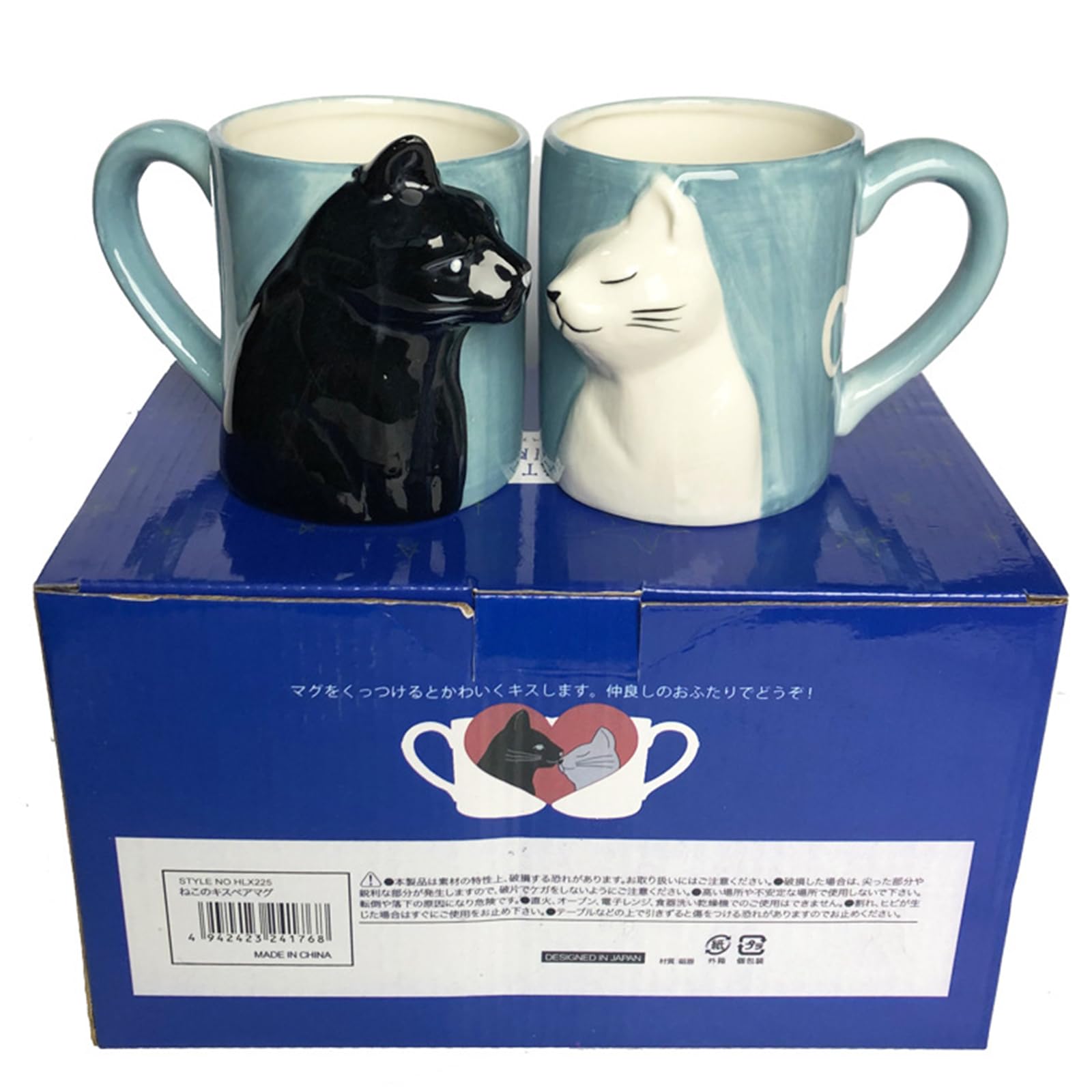 soulnioi Cat Kissing Pair Mug Set/Coffee Cups, Cat Lover Couple Mug Set, Gifts for Men/Women/Couple (350ml)